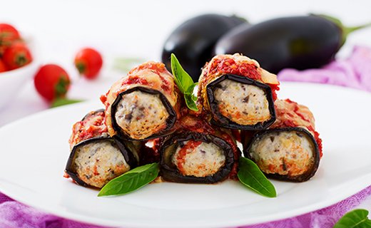Eggplant (aubergine) rolls with meat