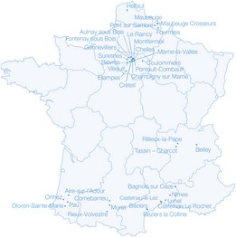 Карта диализных центров NephroCare во Франции 