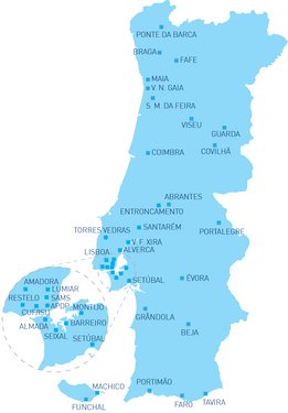 Карта диализных центров NephroCare в Португалии